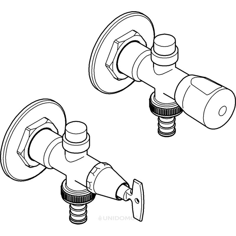 Kit de vanne murale Eurotec 41208 DN15 avec clé à douille finition chromée mate Cup - Image 3