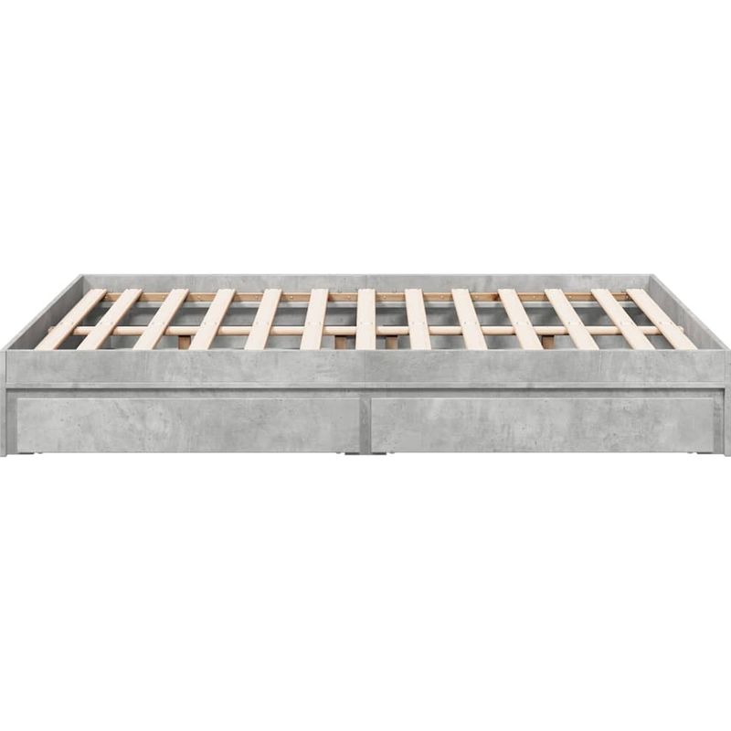 vidaXL Cadre de lit avec tiroirs sans matelas gris béton 135x190 cm - Image 5