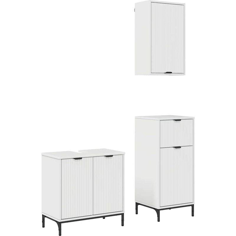 vidaXL Ensemble de mobilier de salle de bain 3 pc Blanc brillant - Image 2