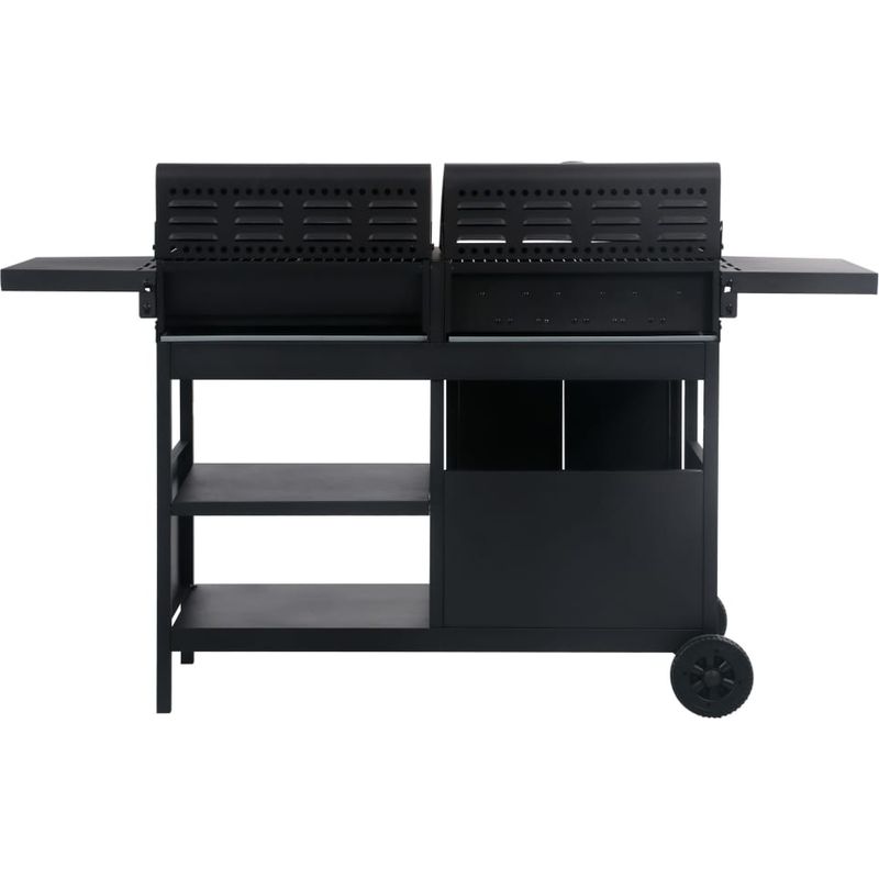Vidaxl – Barbecue à gaz et charbon combo 3 brûleurs – Zones de cuisson séparées – Hottes avec thermomètres – Tables d'appoint pliables - Image 3