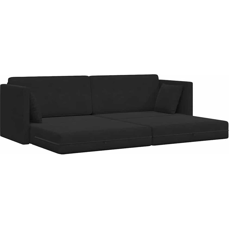 Vidaxl – Canapé-lit convertible velours noir 213 x 70 x 77 cm – Reclinable et ajustable – Construction robuste en métal et contreplaqué - Image 5