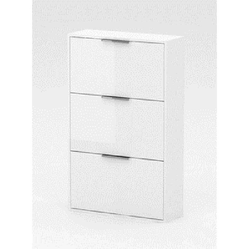 Meuble A chaussures avec 3 A tagA res rabattables, couleur laquA blanc cm 65x25x100h meuble de salle de bain - Image 2