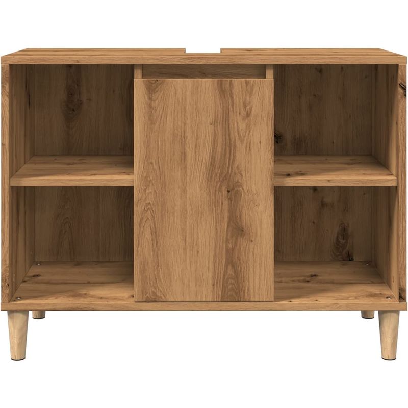 Vidaxl – Armoire de salle de bain en bois d'ingénierie – Résistante à l'humidité – 4 compartiments ouverts – Facile à nettoyer - Image 5