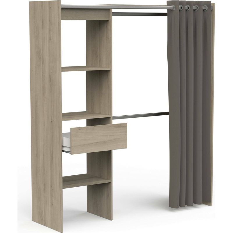 Dmora – Armoire penderie 3 étagères 167x50x191,5 cm – Chêne marron – Solution de rangement élégante pour vêtements et accessoires - Image 4