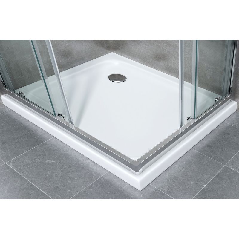 Giorgy – Douche angulaire rectangulaire 75 x 100 cm – Verre trempé 6 mm avec traitement Easyclean – Portes coulissantes hermétiques – Profilé chromé - Image 3