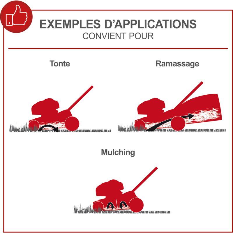 Scheppach Tondeuse à gazon thermique MS161-46 – Moteur à essence 4 temps 150 cm3 – Largeur de coupe 46 cm – Bac de 55 L – Fonction mulching - Image 3