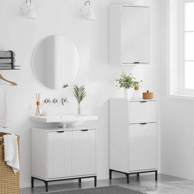 vidaXL Ensemble de mobilier de salle de bain 3 pc Blanc brillant - Image 4