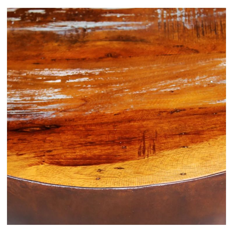 Vidaxl – Table basse gigogne en bois recyclé – Forme de bol unique – Base en acier – Artisanat rétro et exotique – Idéale pour salons modernes Cup - Image 3