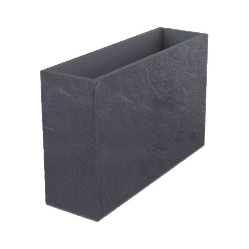 EDA – Jardinière rectangulaire Volcania effet pierre 78,5 x 29,5 x 60 cm – 46 L – Polypropylène anti-UV – Réserve d'eau intégrée – Gris anthracite Pot - Image 5