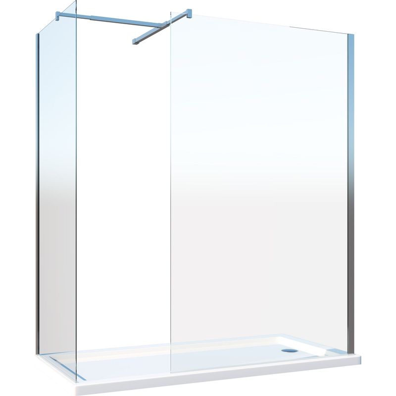 Giorgy – Paroi de douche walk-in 8 mm – Verre trempé EasyClean – H.200 cm, largeur 78-80 cm + 118-120 cm – Barre de soutien en acier inoxydable