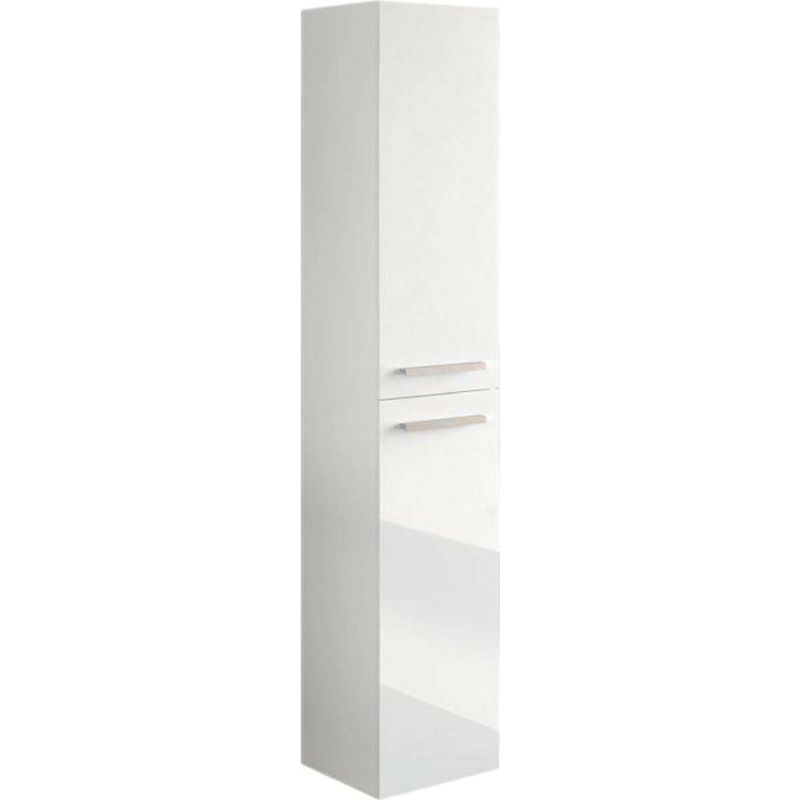 Dmora – Colonne de salle de bain 2 portes – Armoire murale suspendue avec 2 étagères – Dimensions 30x25x150 cm – Finition blanc brillant - 30x25h150 - Image 2