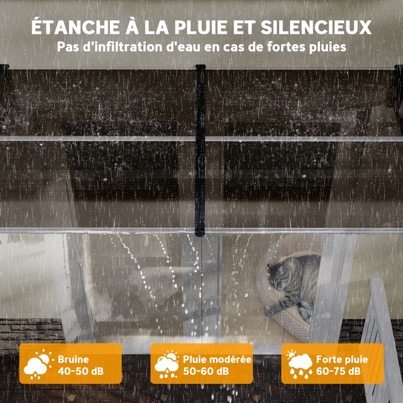 Outsunny – Auvent de porte marquise polycarbonate 200L x 96l x 27H cm – Support polypropylène – Protection pluie et UV – Montage sur mur béton - Image 4