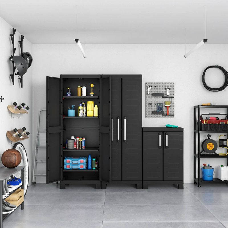 Dmora – Armoire de jardin imperméable 4 étagères – Dimensions 45x65x182h cm – Pour espaces extérieurs – Made in Italy – Couleur noire - Image 2