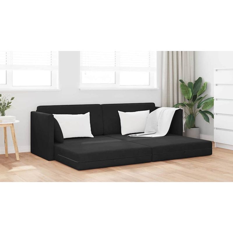 Vidaxl – Canapé-lit convertible velours noir 213 x 70 x 77 cm – Reclinable et ajustable – Construction robuste en métal et contreplaqué - Image 4