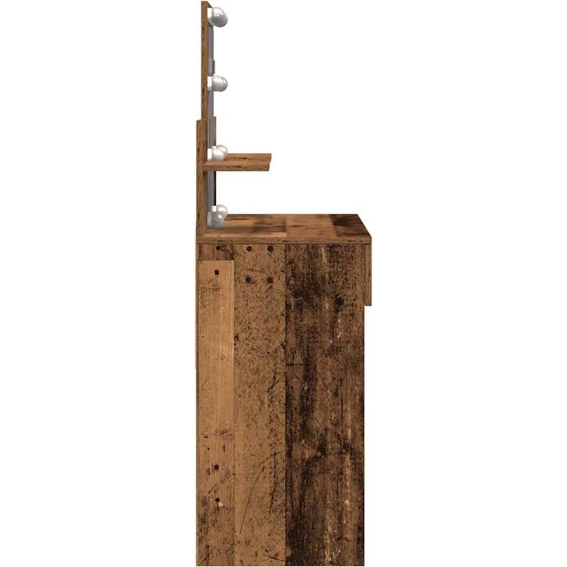 Vidaxl – Table de toilette en bois d'ingénierie 100 x 40 x 130 cm – Miroir avec éclairage LED intégré – Rangement spacieux avec tiroirs - Image 5