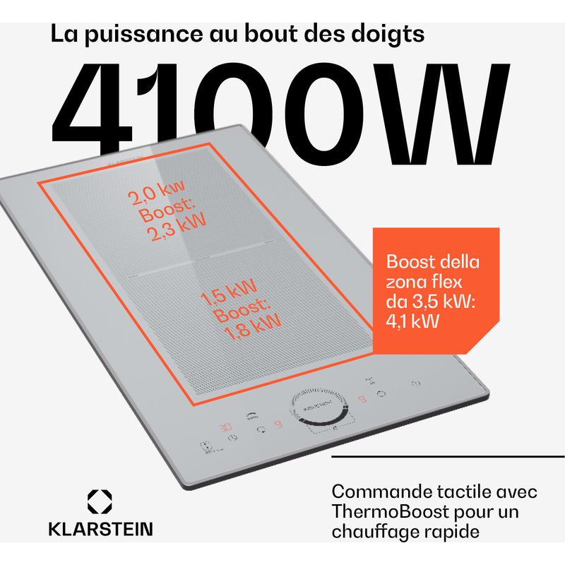 Klarstein – Plaque induction 3500W – 2 feux – Encastrable avec contrôle tactile – Technologie ThermoBoost – Sécurité enfant et arrêt automatique - Image 3
