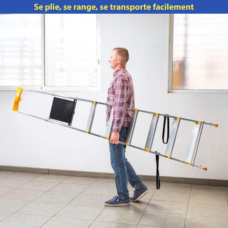 Hoström – Escabeau pliable 7 marches aluminium – Marches extra larges 12 cm – Charge max 150 kg – Norme EN 131 – Garantie 5 ans - Image 4