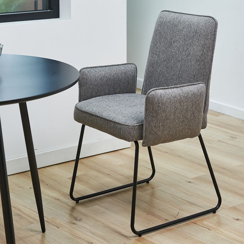 SVITA ALBA Lot de 2 chaises de salle à manger Chaise à accoudoirs Chaise rembourrée tissu gris - Image 2