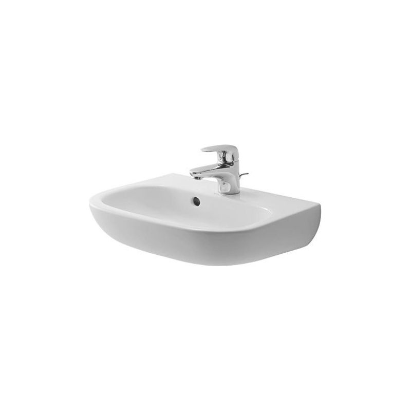 Lave-mains à suspendre Duravit D-Code – Dimensions 450x340x145 mm – Céramique sanitaire émaillée – Trou de robinetterie avec trop-plein - Image 4