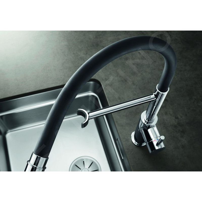 Blanco – Mitigeur de lavabo avec douchette inox flexible noir – Bec orientable 360° – Régulateur de jet anti-calcaire – 525792 - Image 3