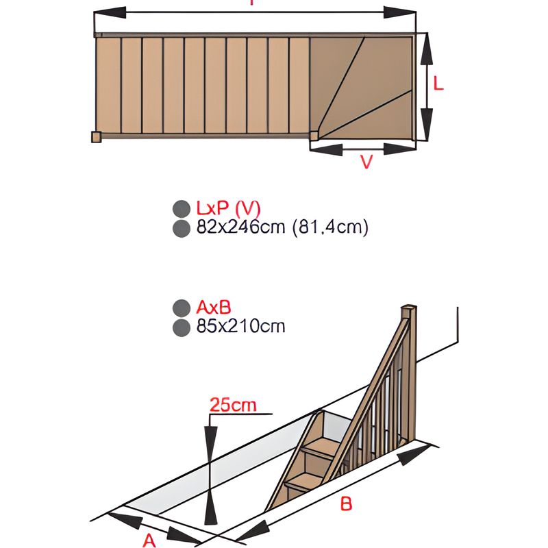 Handystairs – Escalier quart tournant ouvert 13 marches en pin – Hauteur sol à 280 cm – Largeur 80 cm – Sans contremarche - Image 3