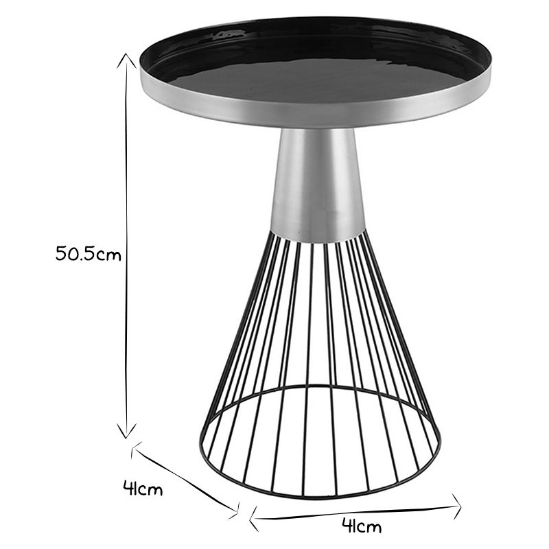 Table d'appoint ronde en acier laqué noir et doré D41 cm SPLEEN - Image 5