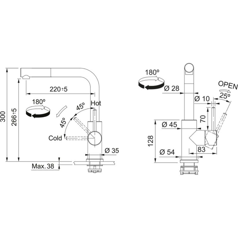 Franke – Mitigeur de lavabo Smart Glenda inox 304 – Douchette extractible monojet – Bec haut pivotant 180° – Installation monotrou 35mm - Image 5