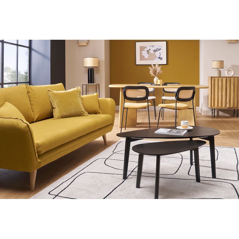 Miliboo – Tables basses gigognes en bois noir (lot de 2) – Plateau ovale plaqué frêne – Piètement tripode en hévéa massif – Dimensions table 1 - Image 2