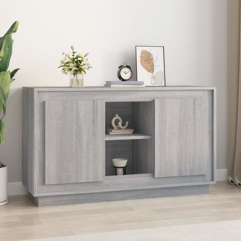 Vidaxl – Buffet sonoma gris 102x35x60 cm en bois d'ingénierie – 6 compartiments de rangement – Résistant à l'humidité – Facile à nettoyer