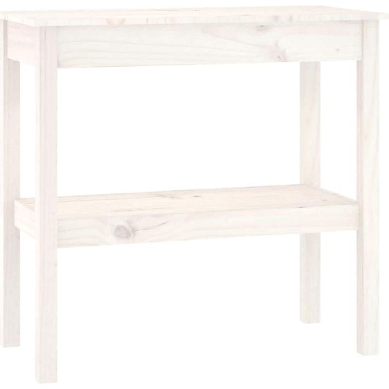 Vidaxl – Table console blanche 80x40x75 cm en bois de pin massif – Avec étagère de rangement – Élégante pour décoration intérieure Pot