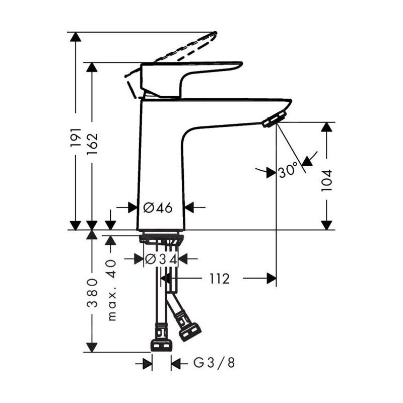 Hansgrohe – Mitigeur de lavabo CoolStart – Finition bronze brossé – Longueur du bec 112 mm – Débit 5 l/min – Cartouche céramique - Image 3
