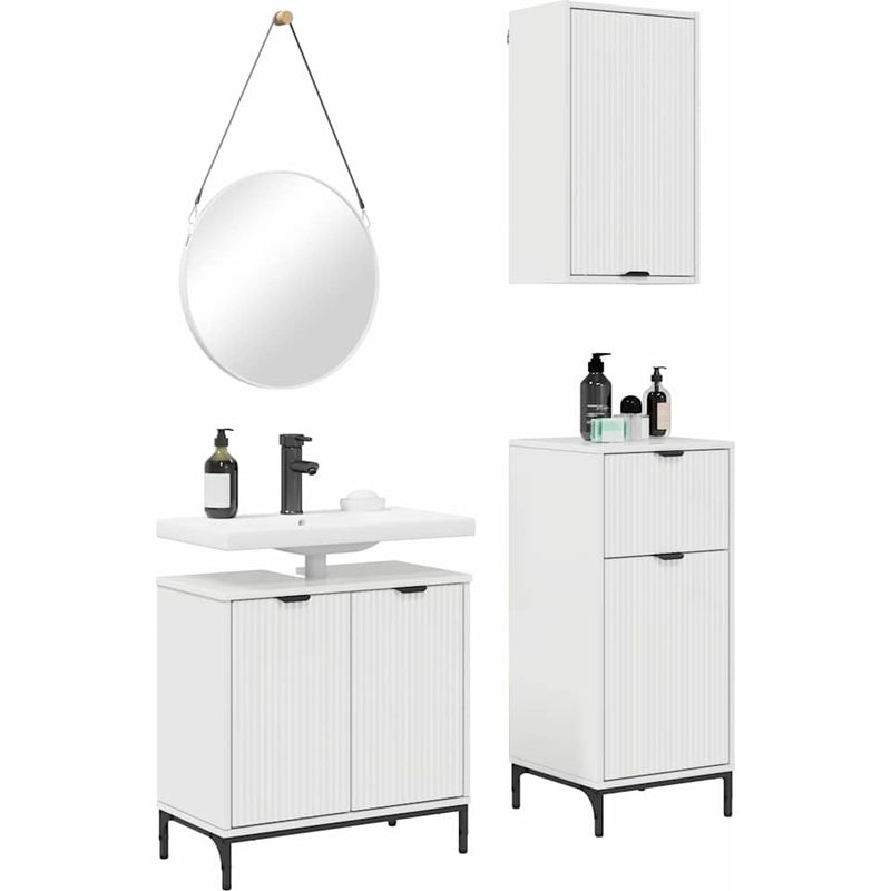 vidaXL Ensemble de mobilier de salle de bain 3 pc Blanc brillant - Image 3