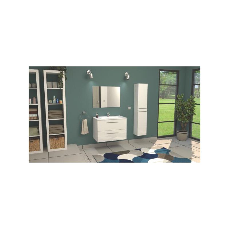ONDEE ZEN - Colonne de rangement à suspendre ARUBA - 30cm - Blanc - Laqué - Livré en kit - Image 2