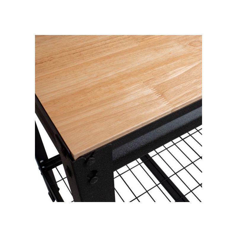 Établi modulable en bois d'hévéa 115x54cm – Charge max 300Kg – Châssis métallique noir mat – Panneau perforé pour rangement – Feroce - Image 5