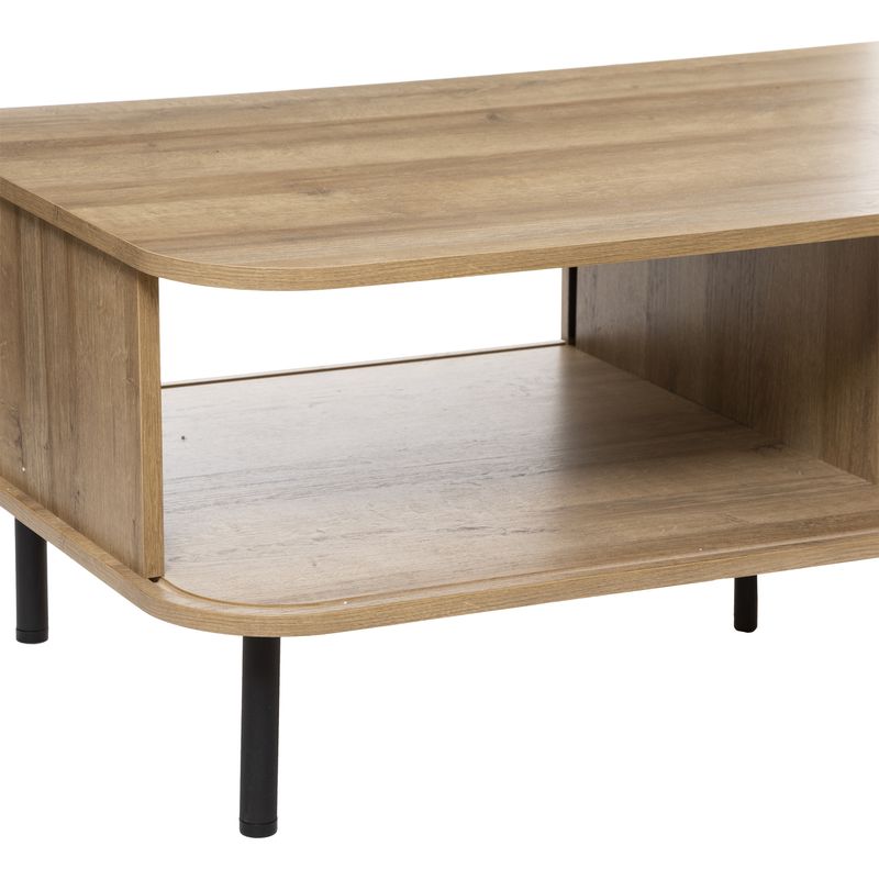 Atmosphera – Table basse fixe 120x60cm – 2 portes coulissantes – MDF et acier – Style scandinave – Rangement pour magazines et télécommandes - Image 5