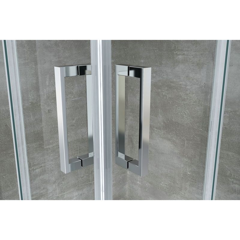 Giorgy – Douche angulaire rectangulaire 75 x 100 cm – Verre trempé 6 mm avec traitement Easyclean – Portes coulissantes hermétiques – Profilé chromé - Image 4