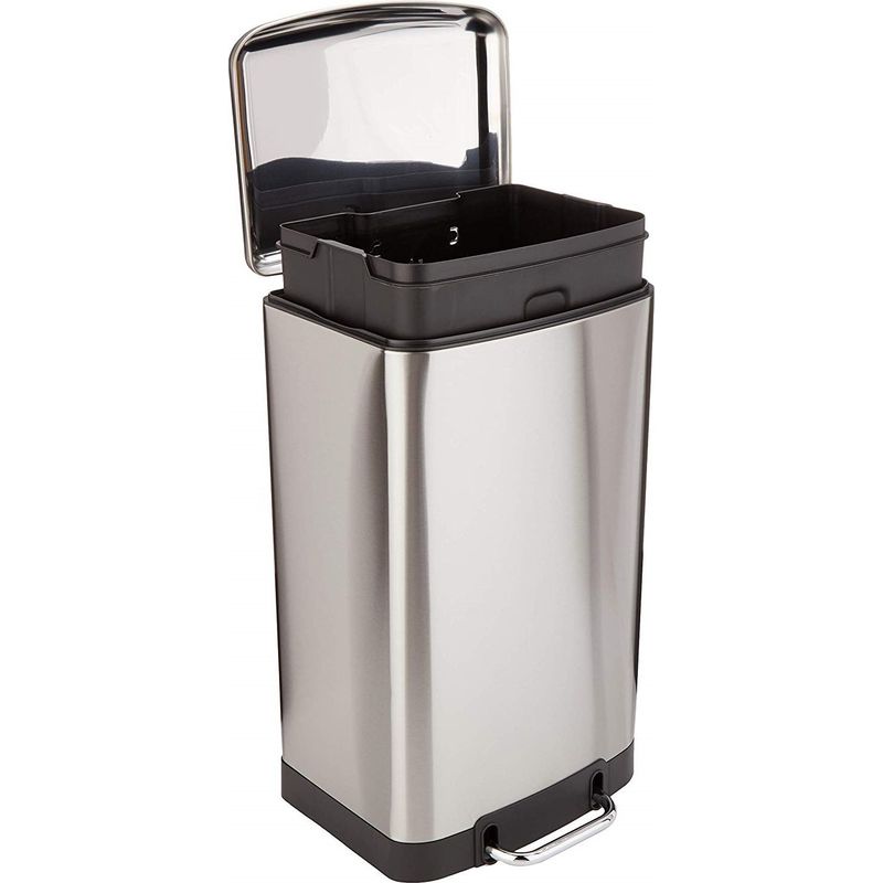 Kitchen Move – Poubelle à pédale 40L inox avec fermeture silencieuse – Corps en acier inoxydable – Poignée de transport – BAT97249 - Image 2