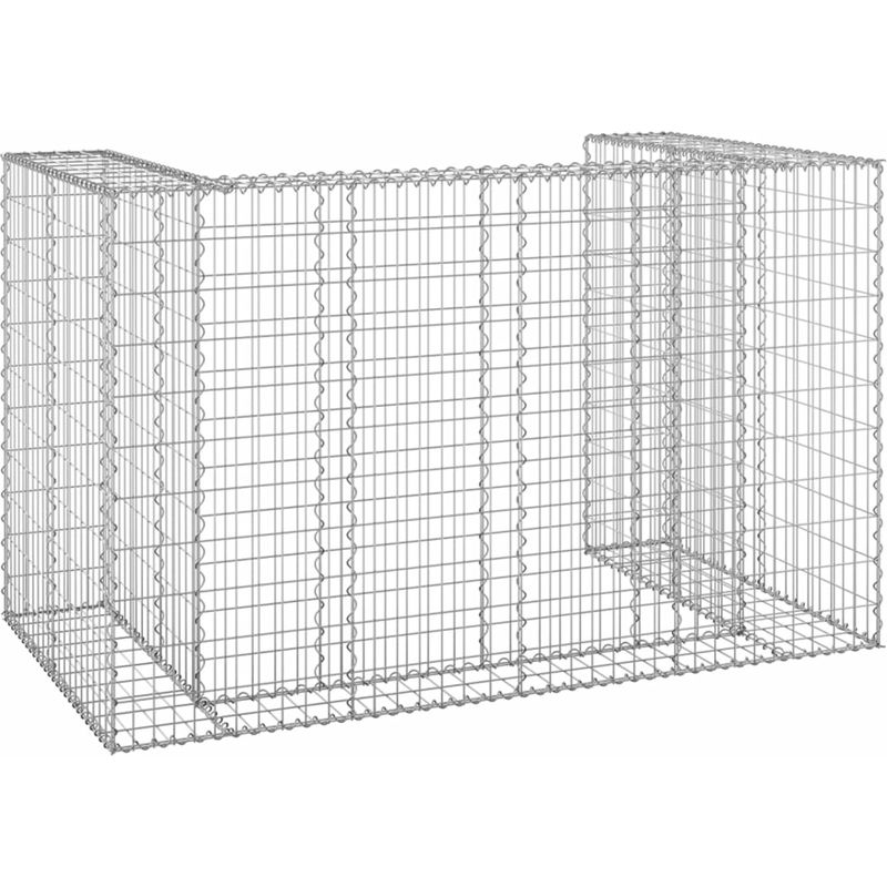 Vidaxl – Mur en gabion pour poubelles – Acier galvanisé résistant aux intempéries – Dimensions 180x100x110 cm – Contient 2 poubelles - Image 6