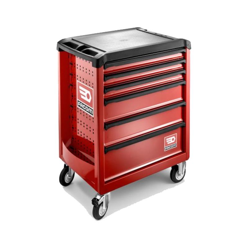 Facom – Servante d'atelier roulante 6 tiroirs rouge – Charge max 30kg par tiroir – Plan de travail polypropylène 800kg – Roues pivotantes avec frein - Image 2