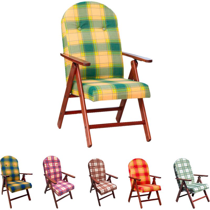 AMALFI Fauteuil en Bois MASLEGNO Fauteuil inclinable Coussin Rembourré 108x65x60 Couleur: Bleu