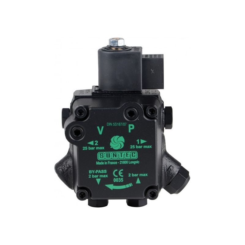 Suntec – Pompe à fioul AUV 47L 6P 0700 – Pression maximale 25 bar – Pour fioul domestique et B10 – Électrovanne pour coupure rapide Adapter