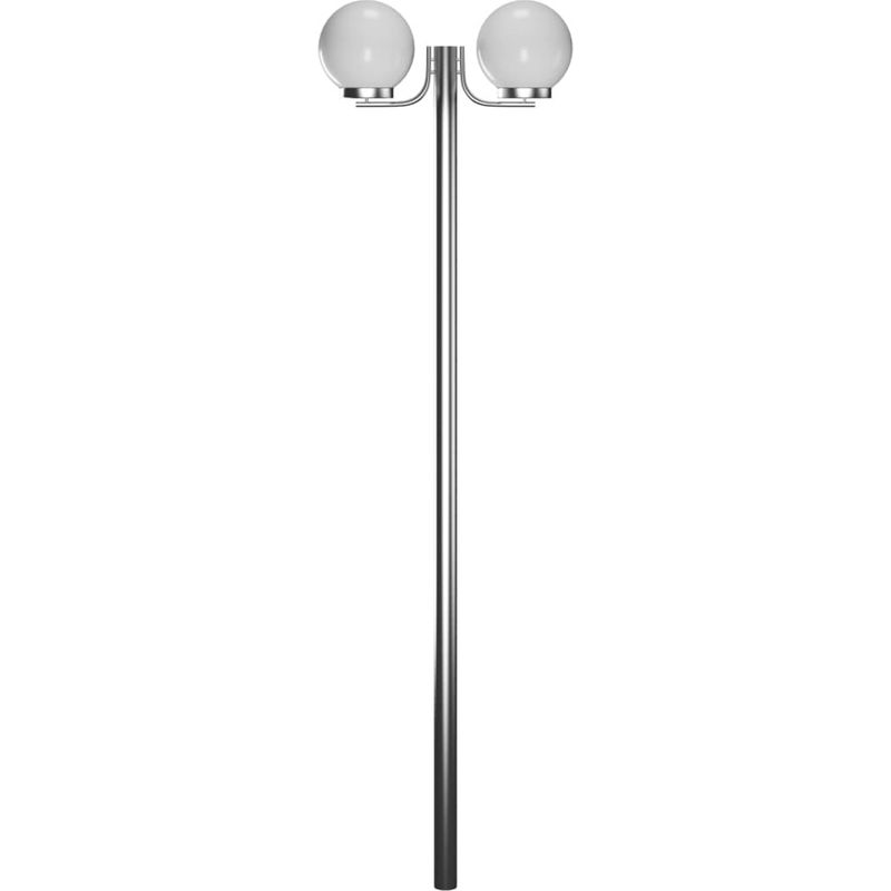 Vidaxl – Lampadaire de jardin 2 lampes 220 cm – Acier inoxydable – Éclairage LED 3000K – Résistant aux intempéries – Pour allées et terrasses - Image 2