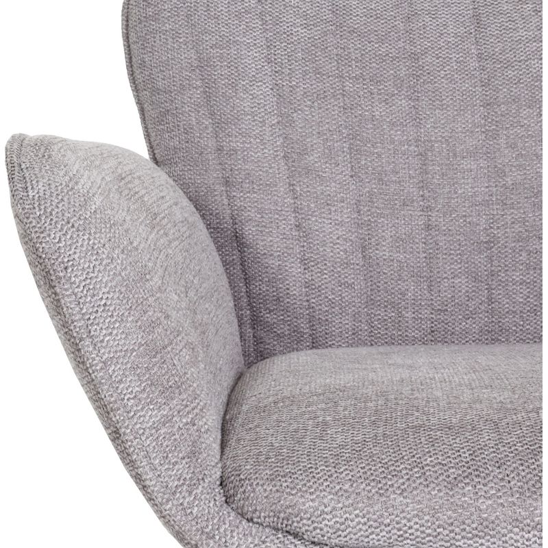 Tabouret de bar HWC-M6 avec accoudoir repose-pieds pivotant tissu/textile fer - gris clair pied noir - Image 3