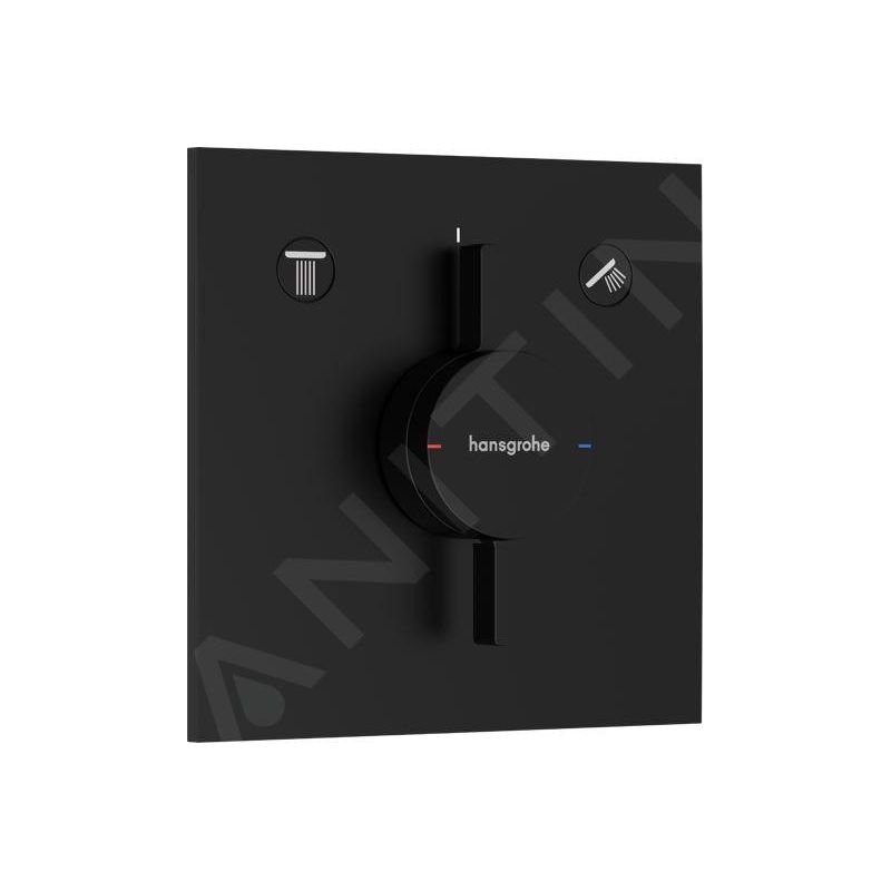 Set de douche encastré noir mat – Mitigeur hansgrohe DuoTurn E – Douche de tête 360x240mm 1 jet – Douchette 120x110mm 3 jets – SANI21HKK401 - Image 3