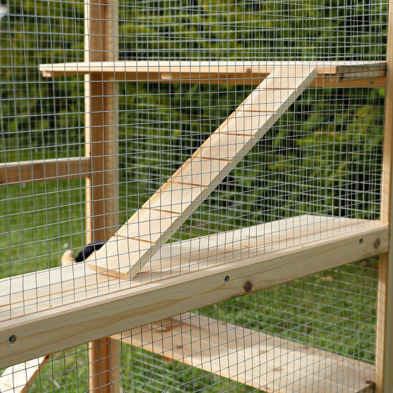 Melko – Cage pour rongeurs en bois non traité 120 x 60 x 90 cm – 6 rampes d'accès – Circulation d'air optimale – Accès rapide par porte verrouillable - Image 5