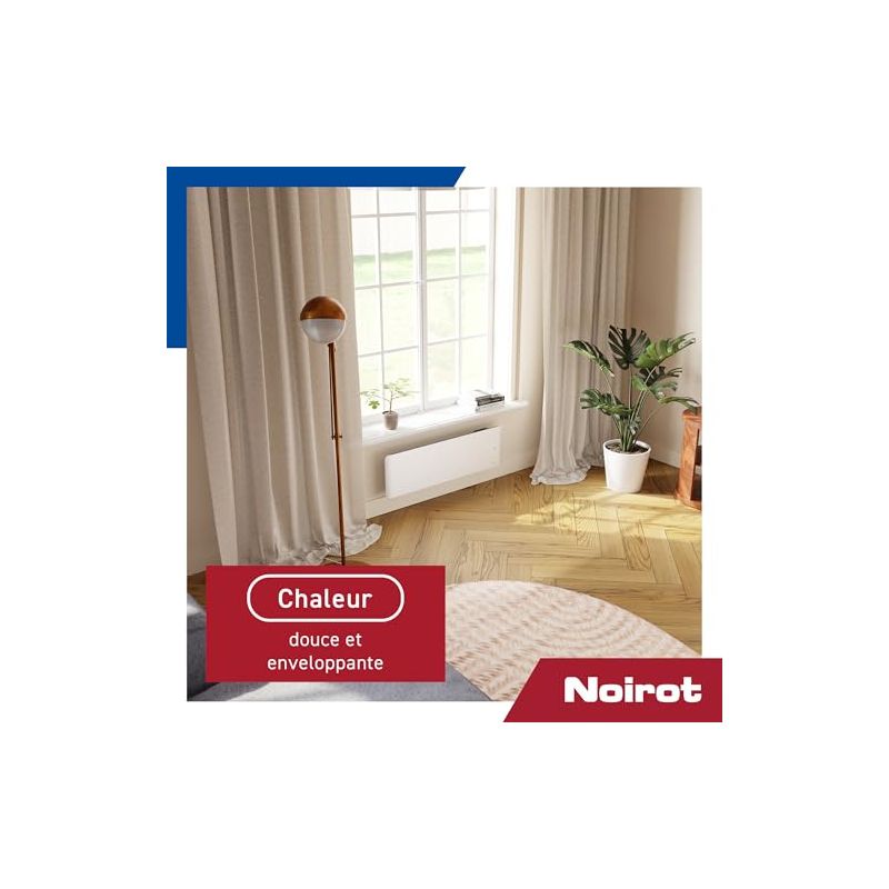 Radiateur à inertie double corps de chauffe NOIROT Evolution plinthe 1000W blanc connecté - Image 4