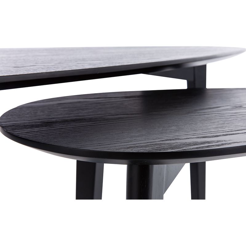 Miliboo – Tables basses gigognes en bois noir (lot de 2) – Plateau ovale plaqué frêne – Piètement tripode en hévéa massif – Dimensions table 1 - Image 4
