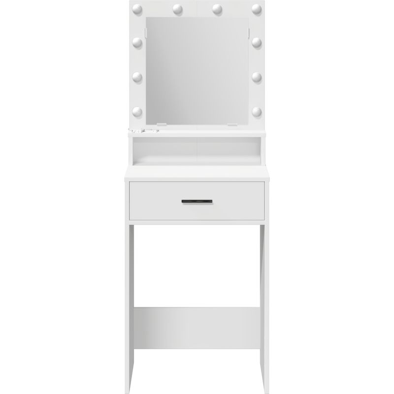 Vidaxl – Coiffeuse blanche 50 x 41 x 135 cm – Bois d'ingénierie – Finition mate – Rangement ample avec tiroirs – Éclairage LED intégré - Image 5