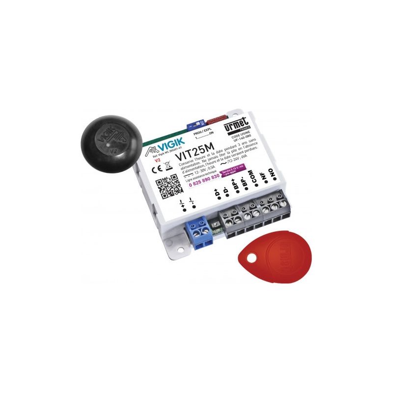 Urmet – Kit contrôle d'accès Vigik – Lecteur de badge avec micro-centrale autonome – VIT25M – Tension 12V – Accès sécurisé pour résidence - Image 2
