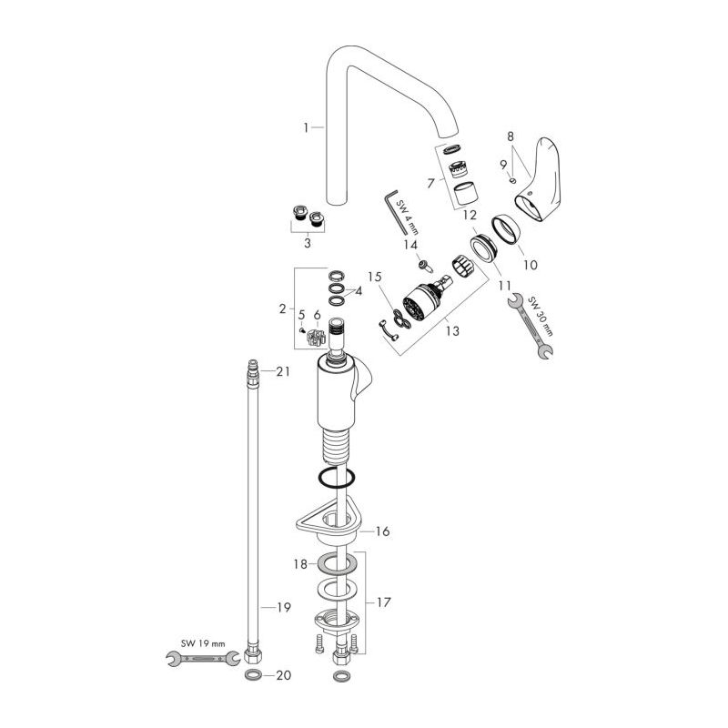 Hansgrohe – Mitigeur de cuisine Focus 260 – Bec orientable 360° – Hauteur sous bec 26cm – 1 jet normal – Compatible chauffe-eaux – 31820000 - Image 7